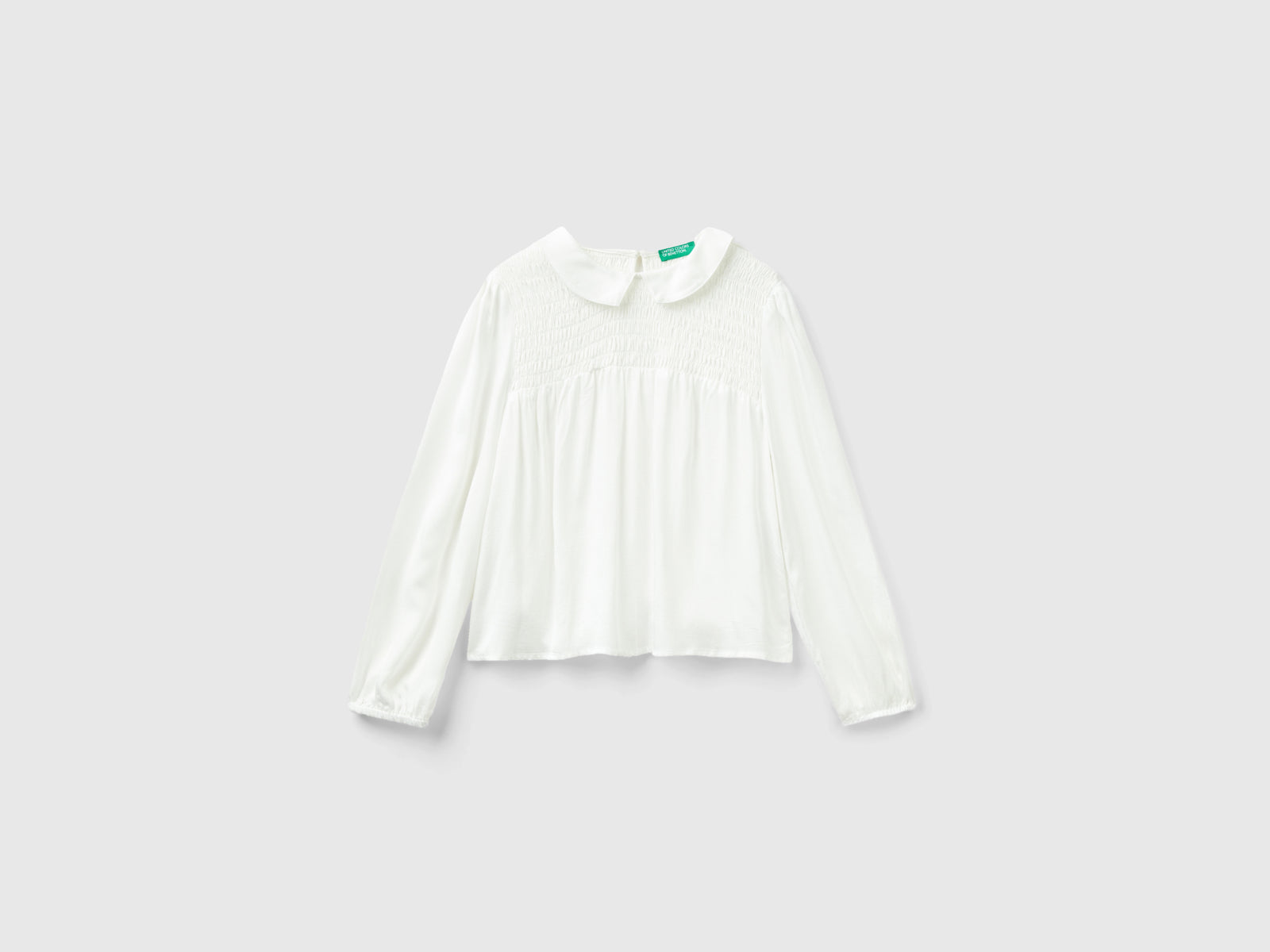 Blusa in pura viscosa da bambina bianco | Benetton Outlet