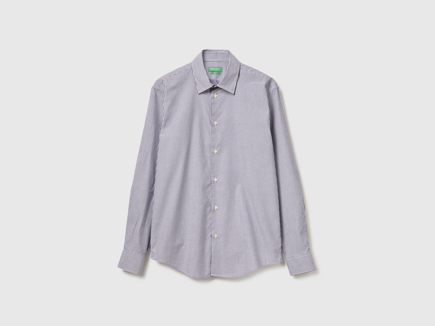Camicia fantasia in cotone da uomo grigio chiaro | Benetton Outlet