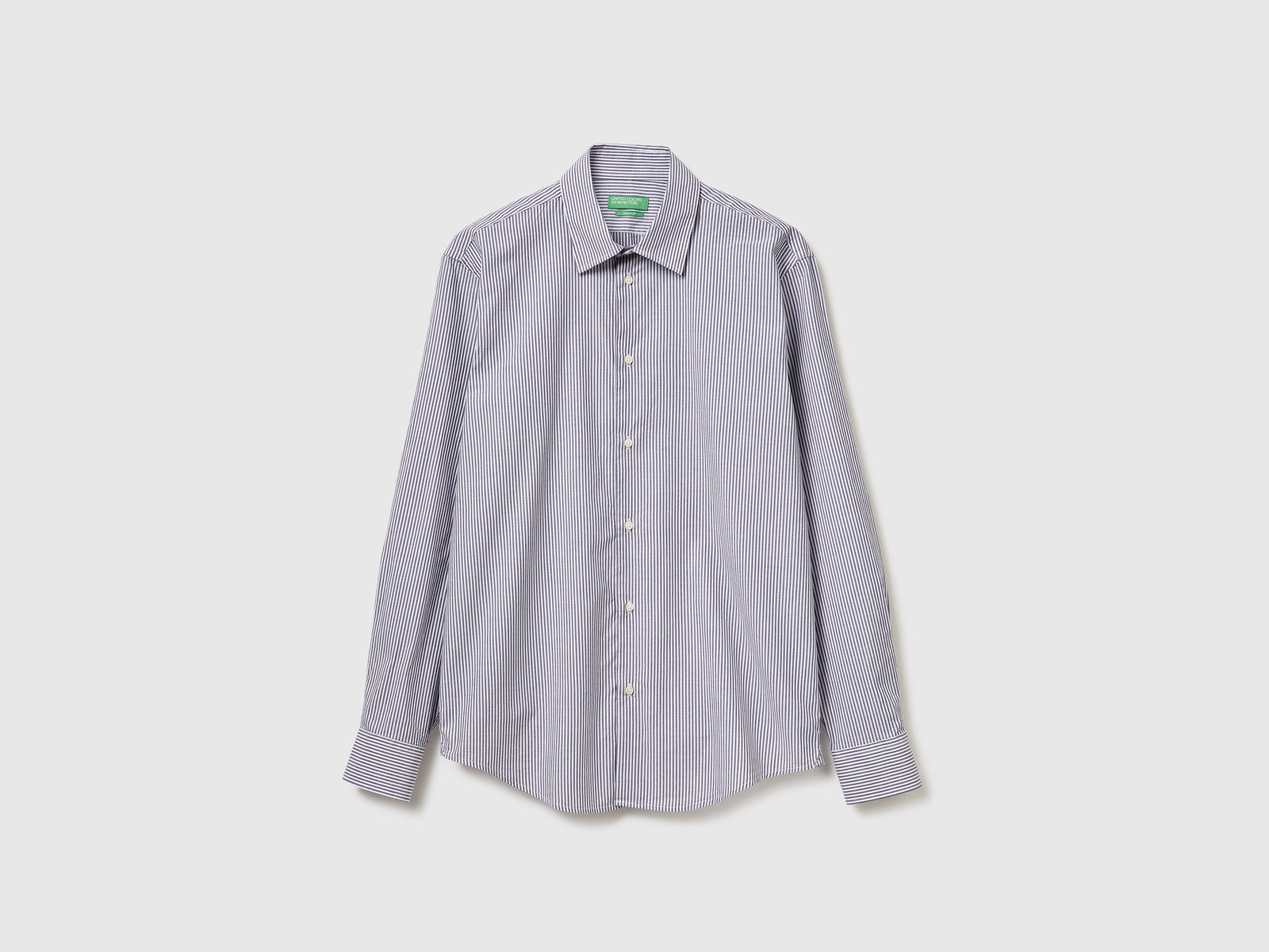 Camicia fantasia in cotone da uomo grigio chiaro | Benetton Outlet