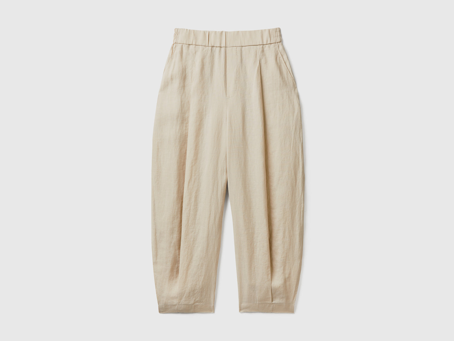 Pantaloni morbidi in puro lino da donna beige | Benetton Outlet