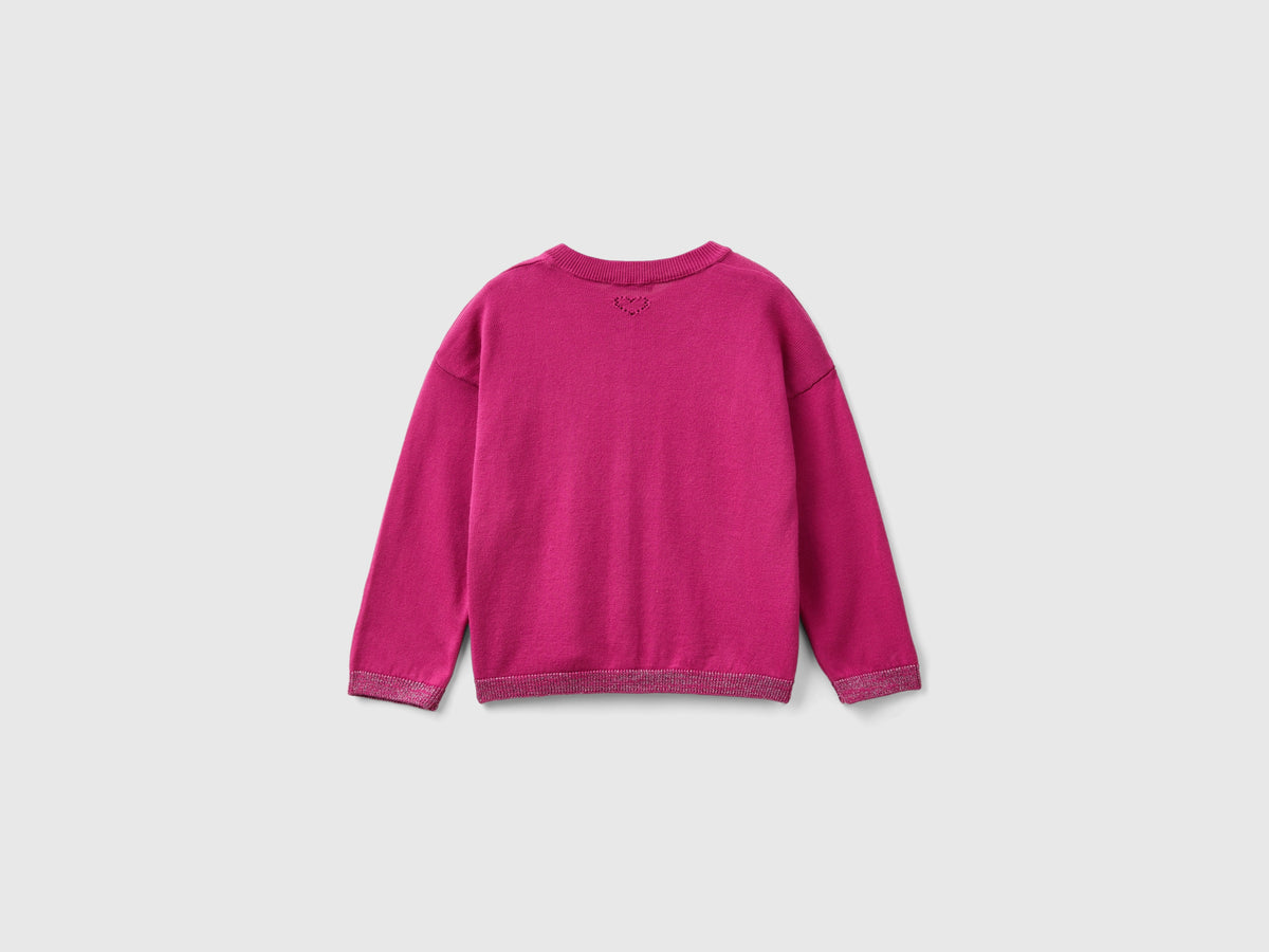 Cardigan con lurex in puro cotone