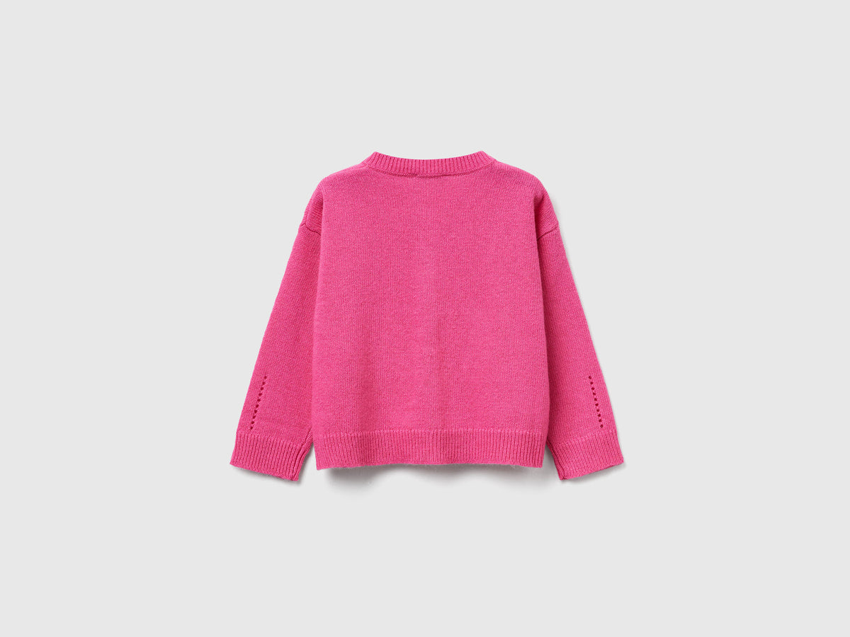 Cardigan in misto lana con trafori