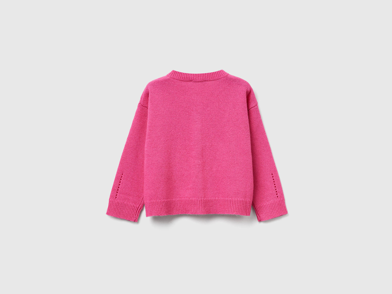 Cardigan in misto lana con trafori da bimba fucsia 2 | Benetton Outlet