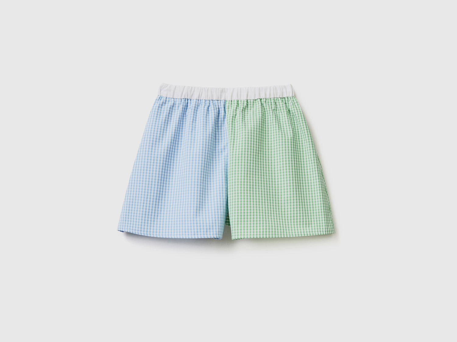 Shorts in puro cotone con blocchi di colore a quadri vichy da bambina multi-color | Benetton Outlet