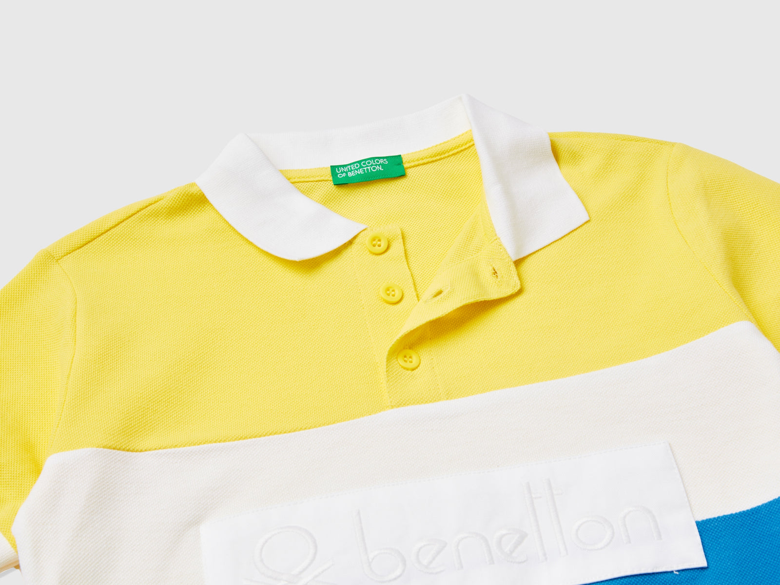 Polo color block in cotone bio da bambino giallo 3 | Benetton Outlet