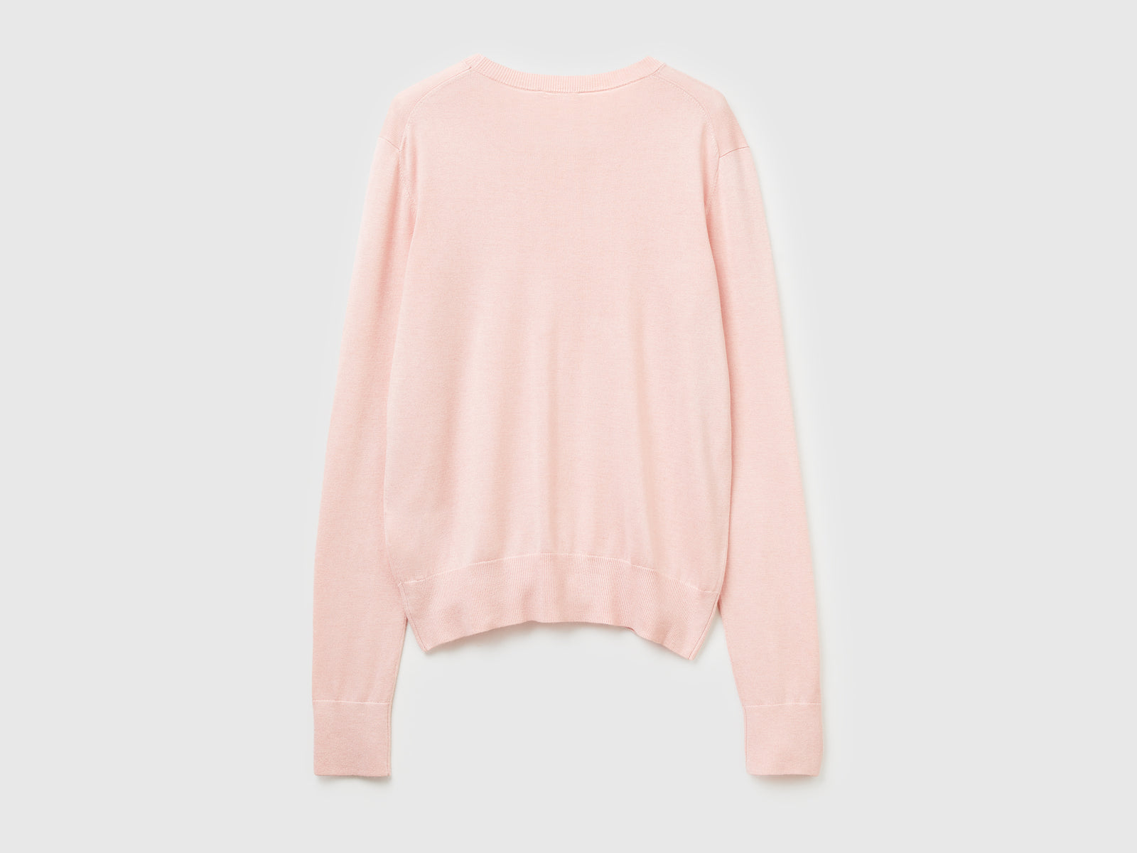 Maglia manica lunga in misto seta da donna rosa tenue 2 | Benetton Outlet