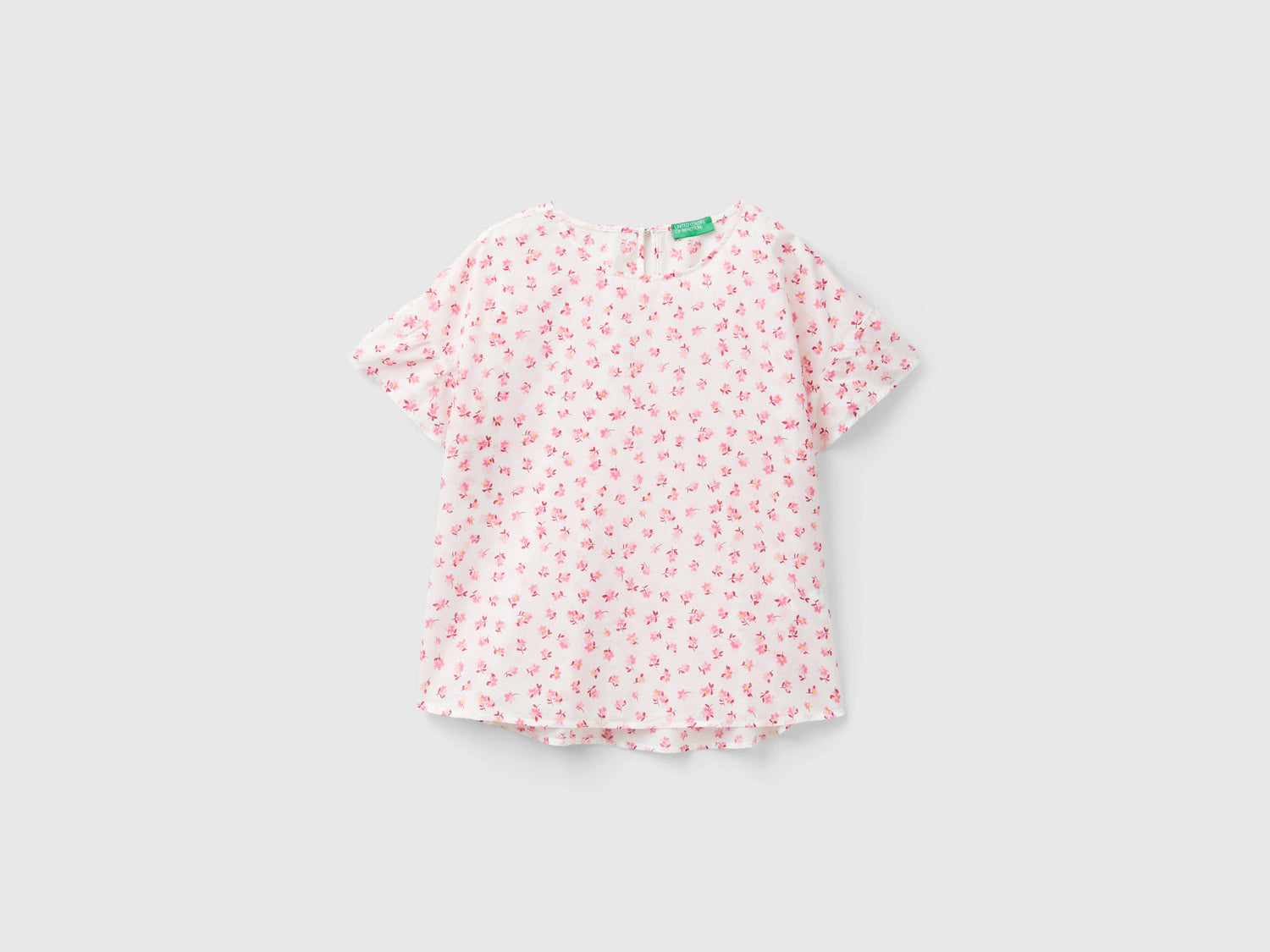 Blusa fantasia in cotone leggero da donna bianco panna | Benetton Outlet
