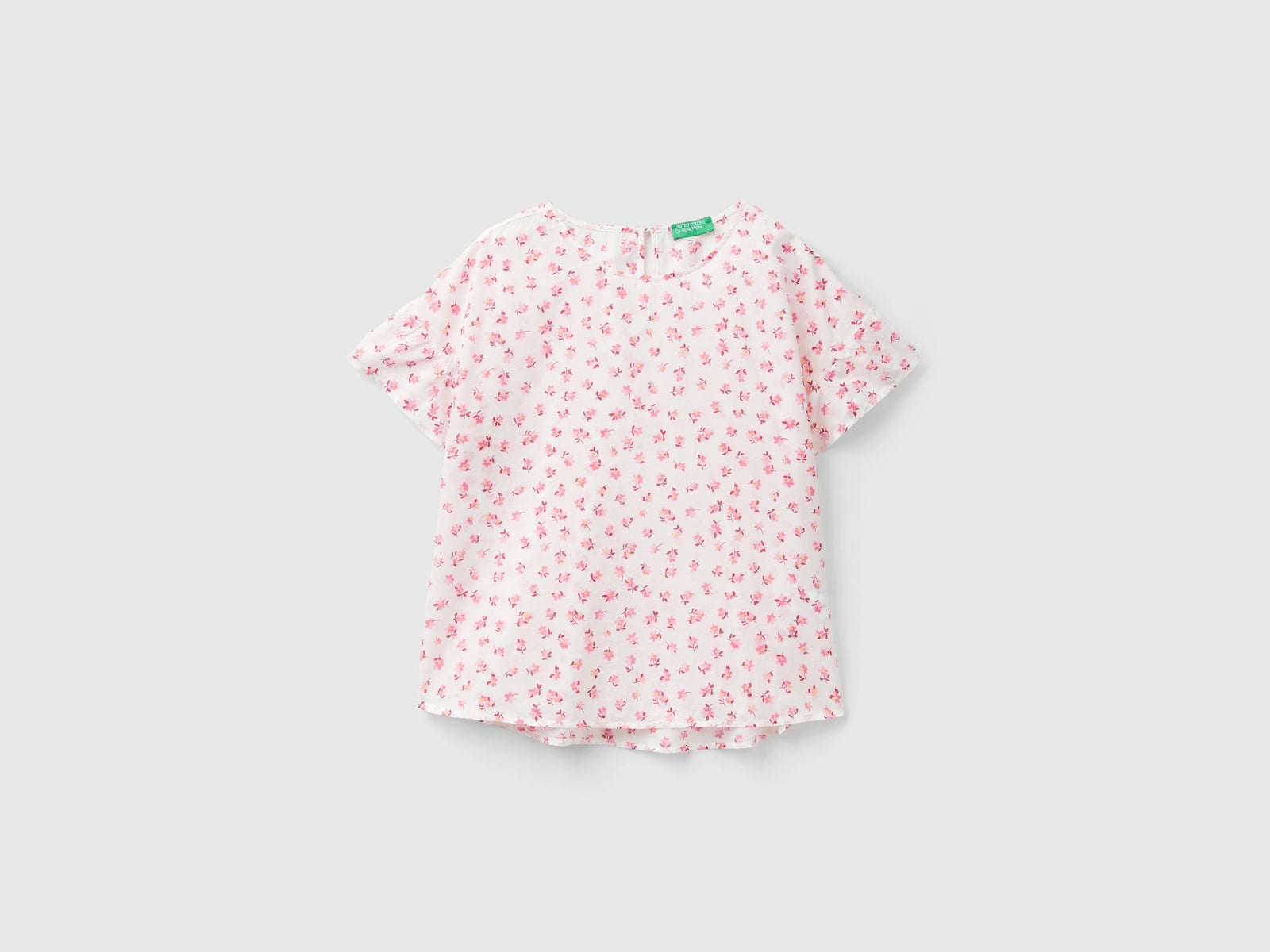 Blusa fantasia in cotone leggero da donna bianco panna | Benetton Outlet