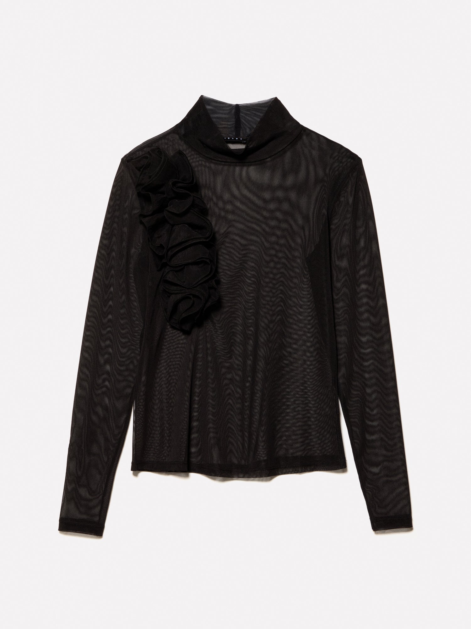 Tulle T-shirt with flowers da donna nero | Sisley Outlet