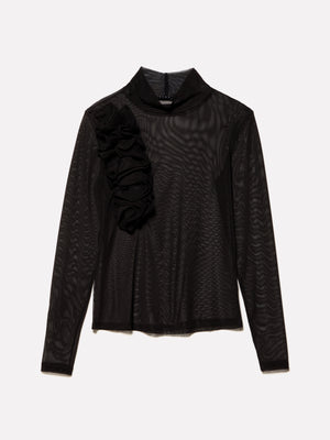 T-shirt in tulle con fiori