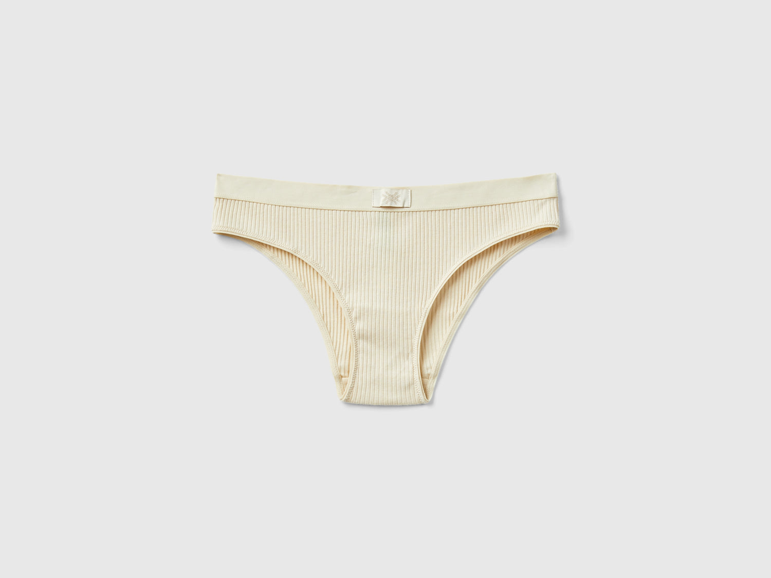 Slip fianco basso a costine da donna beige | Benetton Outlet