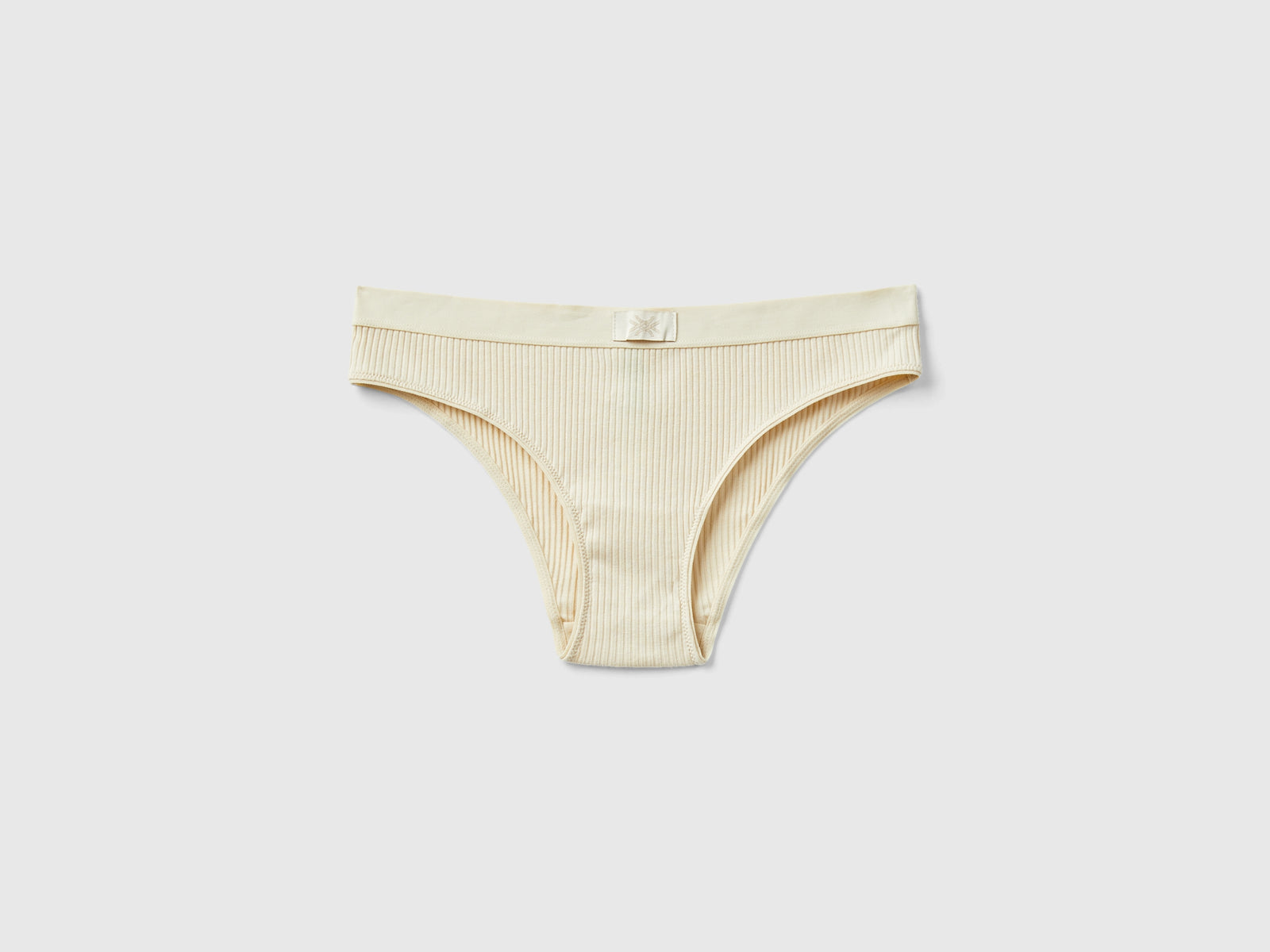 Slip fianco basso a costine da donna beige | Benetton Outlet
