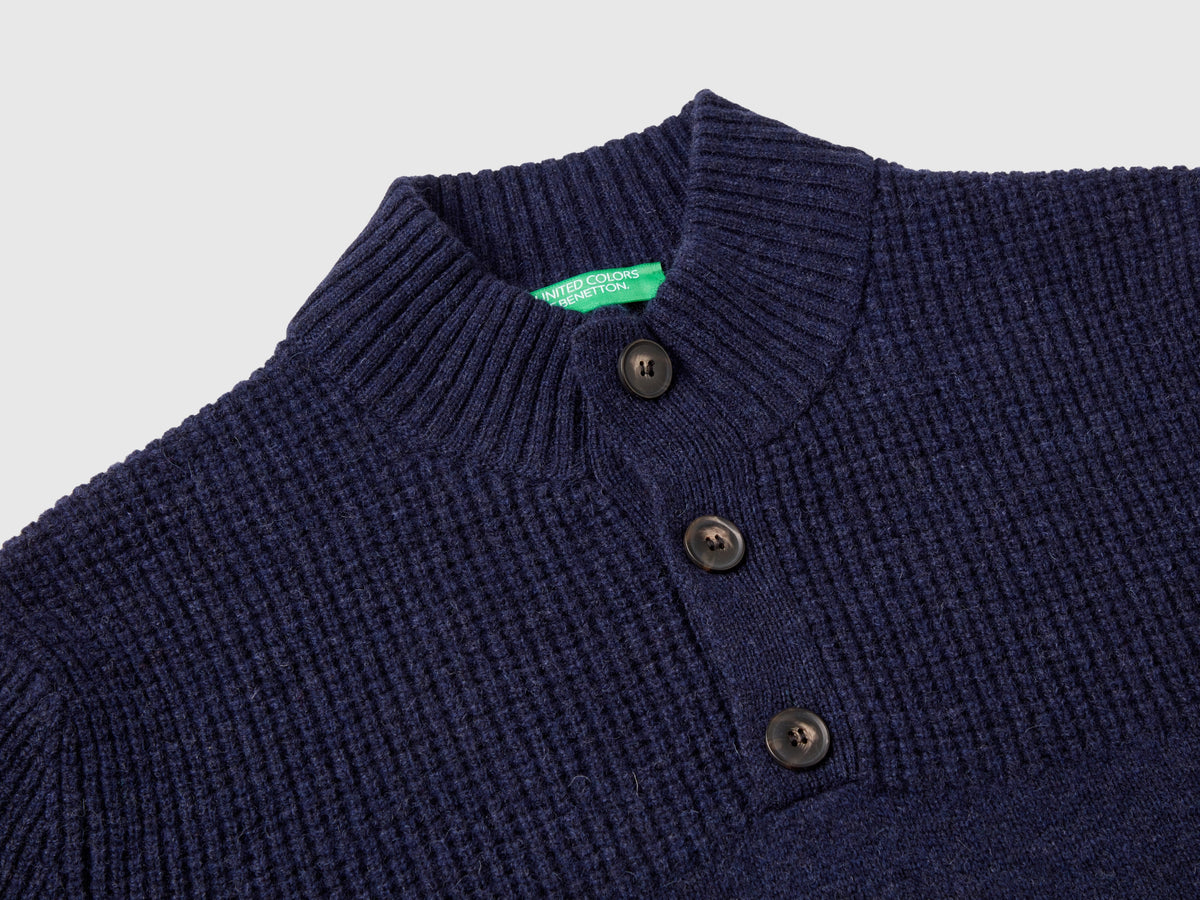 Maglia con collo alto in pura lana Shetland