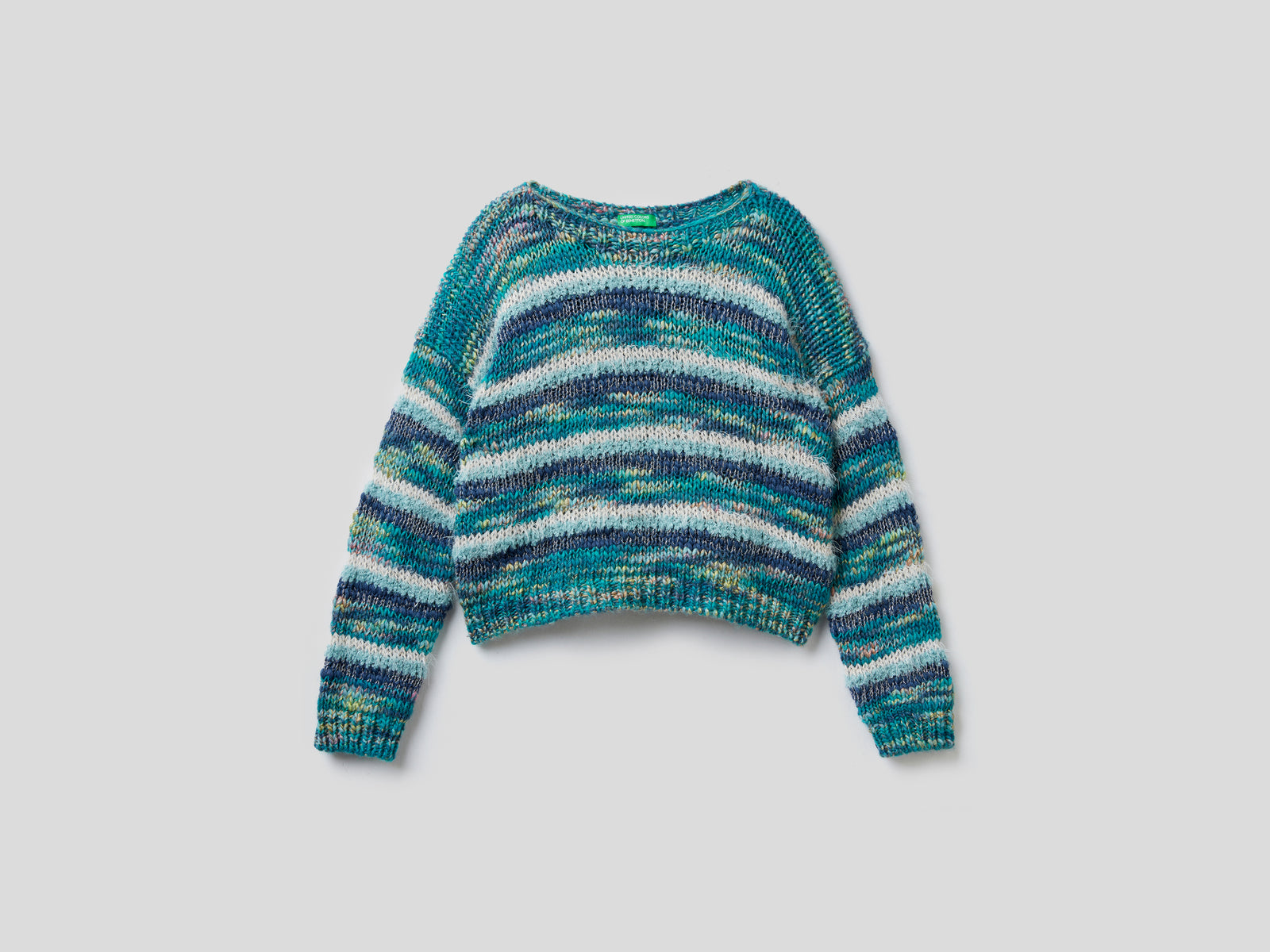 Maglia a righe con lurex da bambina blu | Benetton Outlet