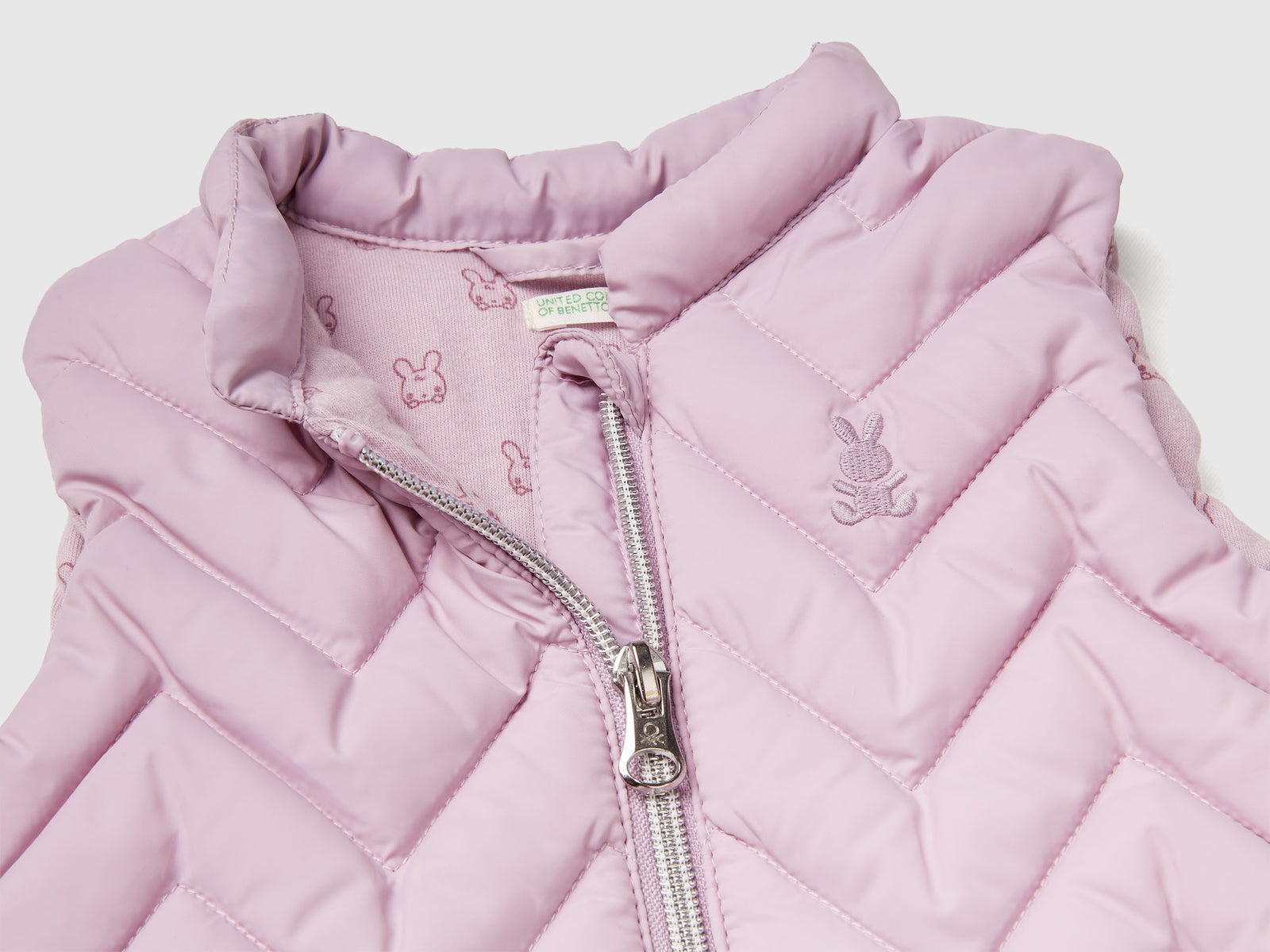 Gilet imbottito in tessuto tecnico da neonato lavanda 3 | Benetton Outlet