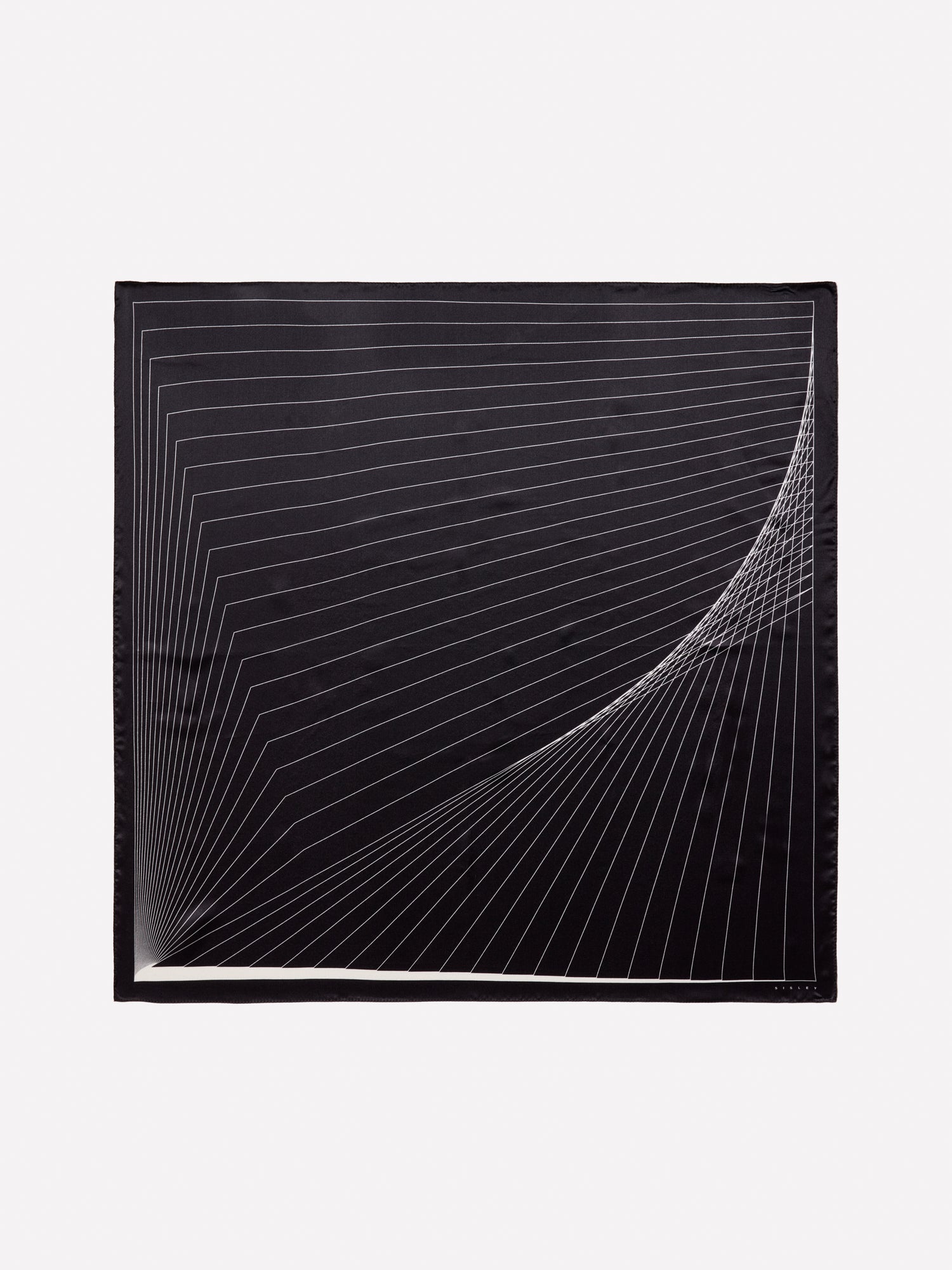 Foulard 100% seta stampa geometrica da donna nero | Sisley Outlet