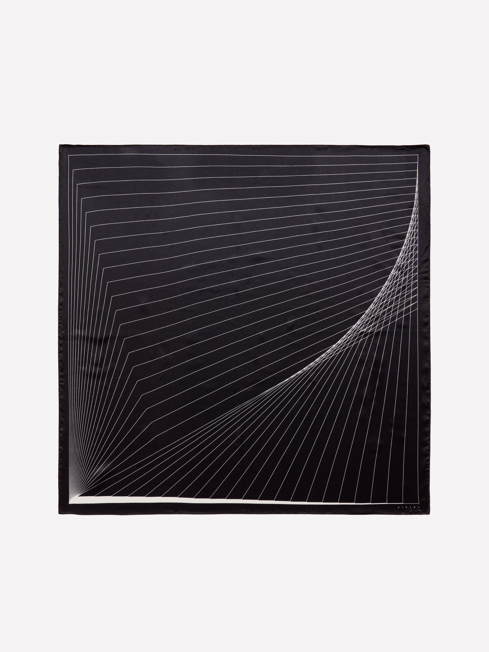 Foulard 100% seta stampa geometrica da donna nero | Sisley Outlet