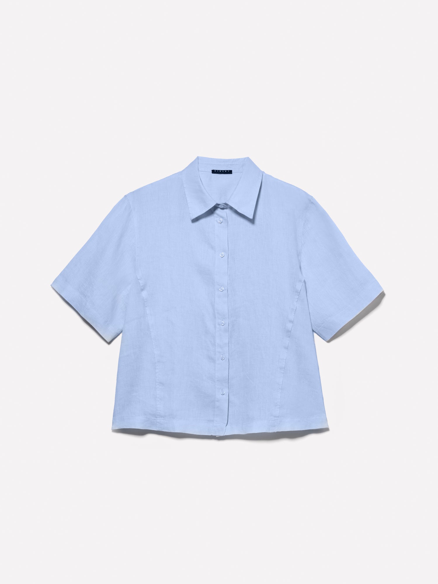 Camicia azzurra a maniche corte in 100% lino da donna azzurro | Sisley Outlet