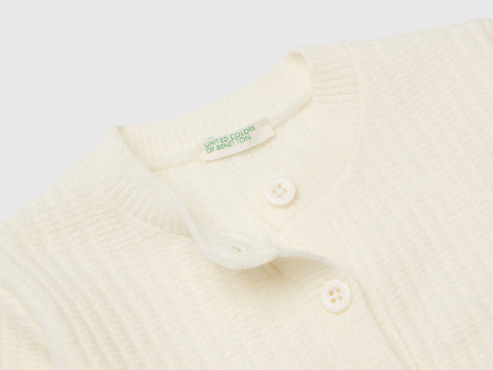 Cardigan in ciniglia da neonato bianco panna 3 | Benetton Outlet