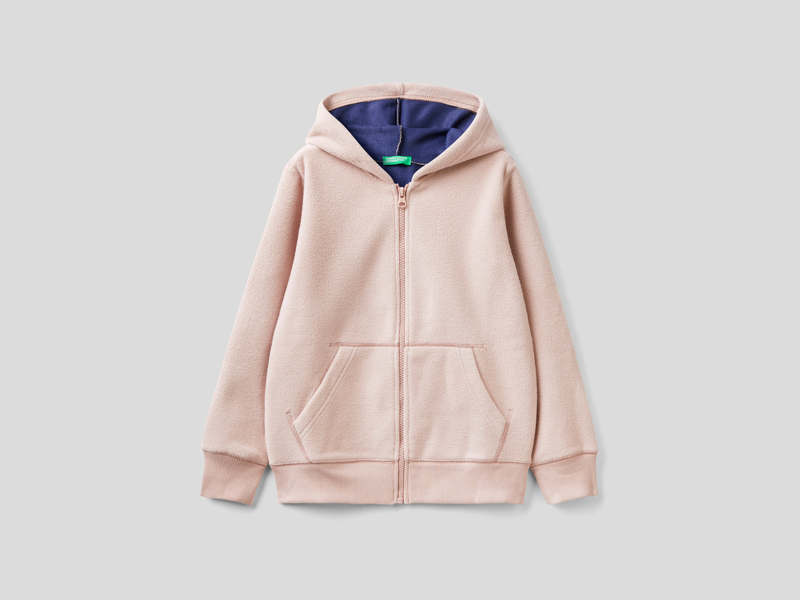 Felpa in pile con cappuccio da bambino rosa | Benetton Outlet