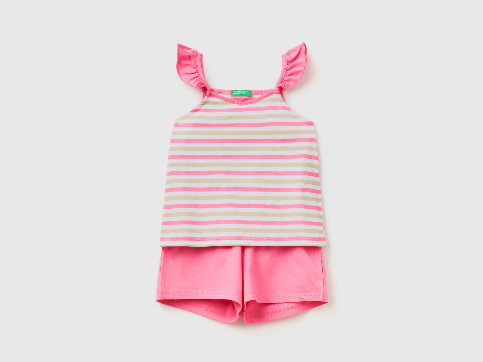 Completino coordinato in puro cotone da bimba multi-color | Benetton Outlet