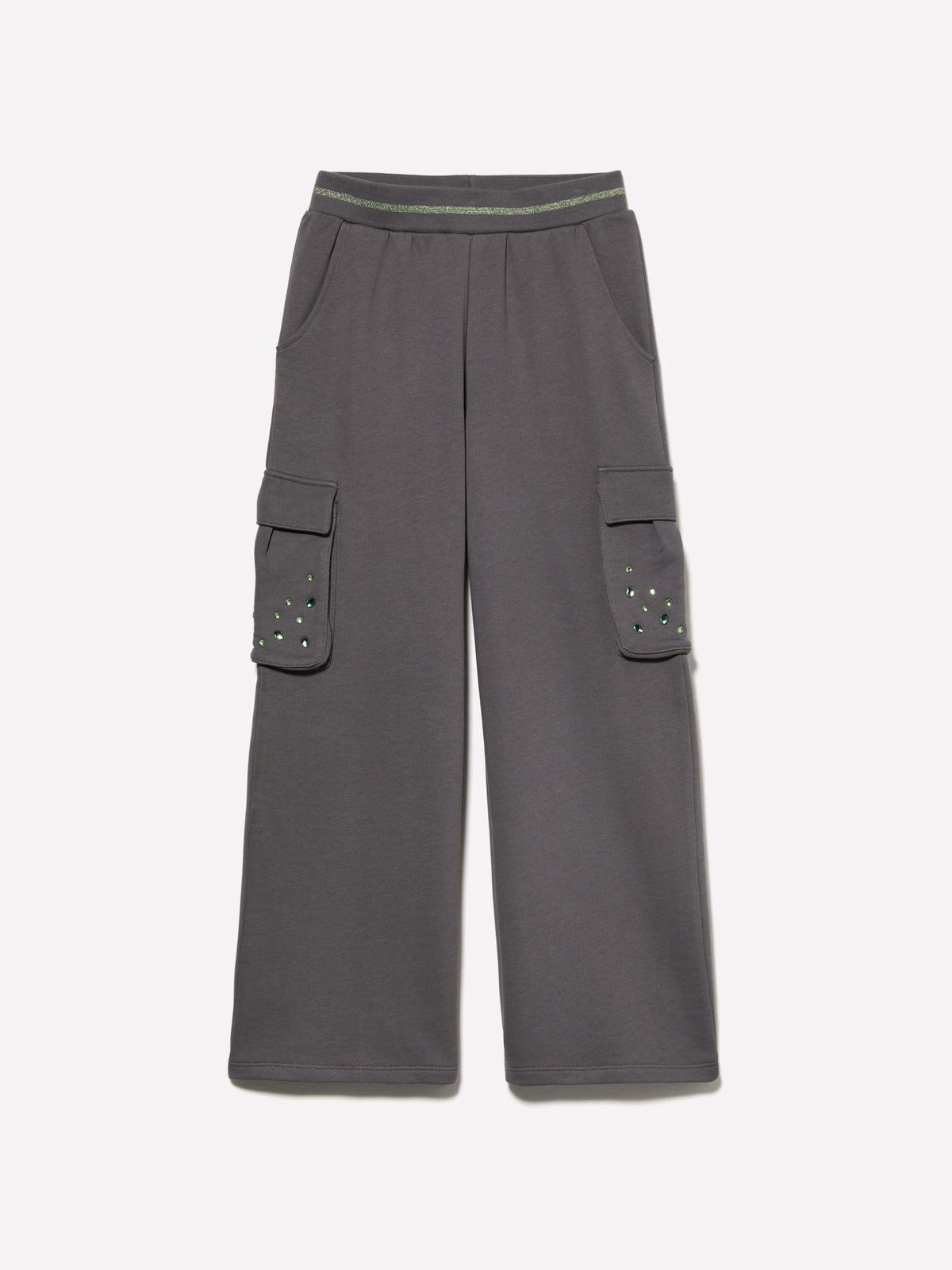 Pantaloni palazzo in felpa con strass