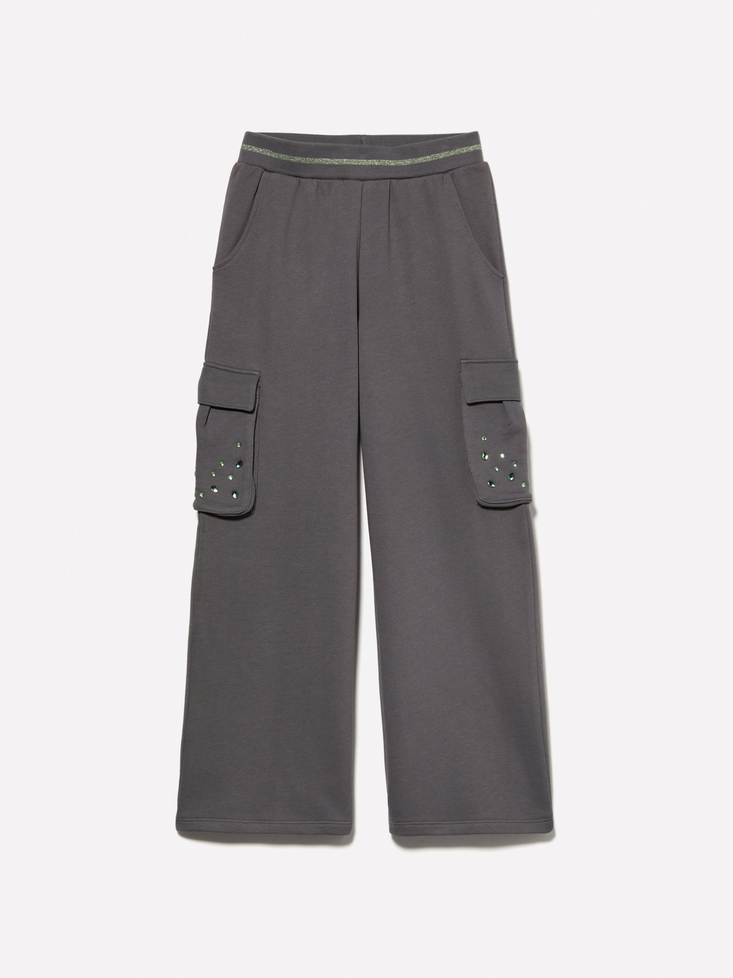Pantaloni palazzo in felpa con strass da bambina grigio | Sisley young Outlet