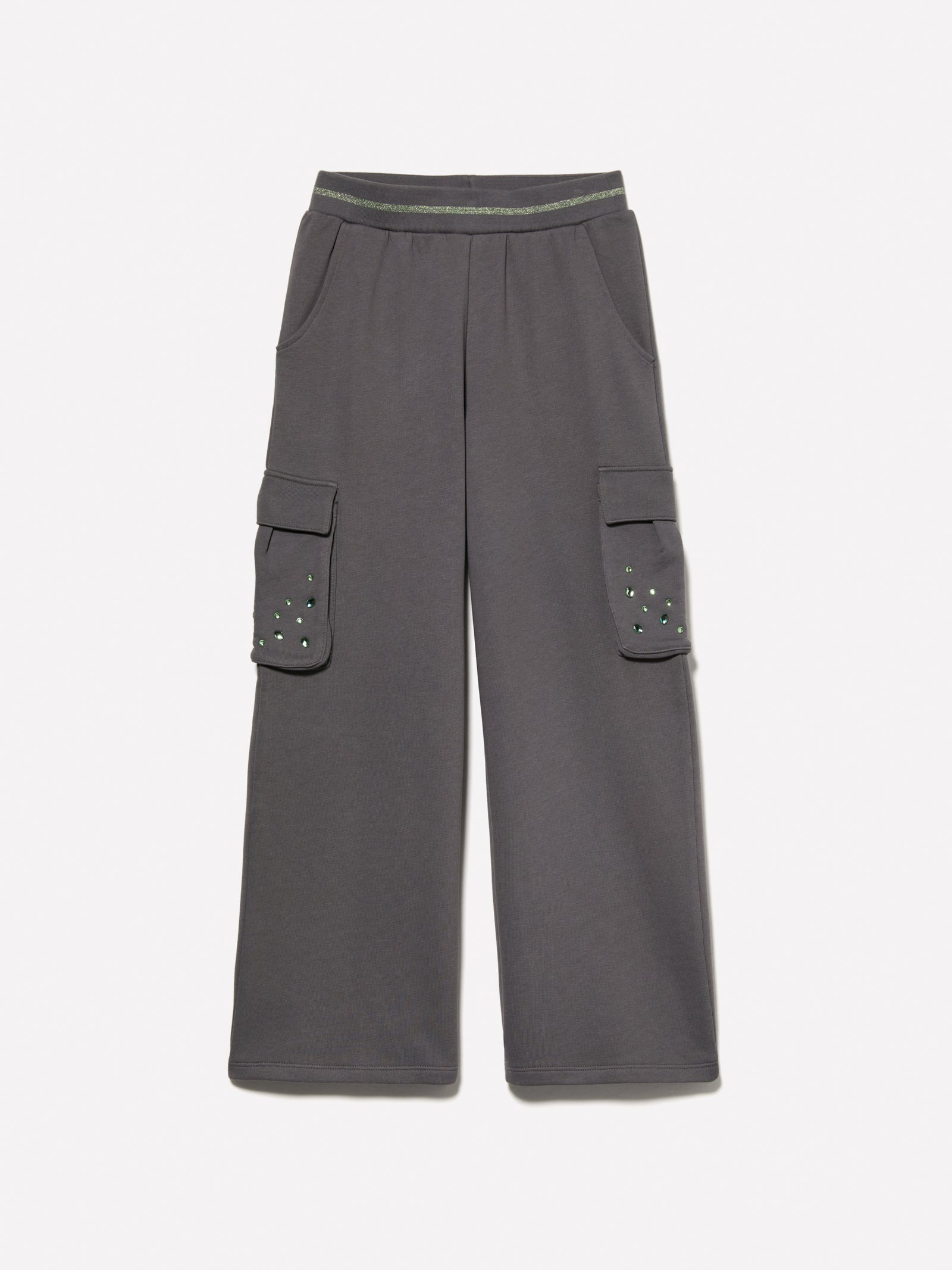 Pantaloni palazzo in felpa con strass da bambina grigio | Sisley young Outlet