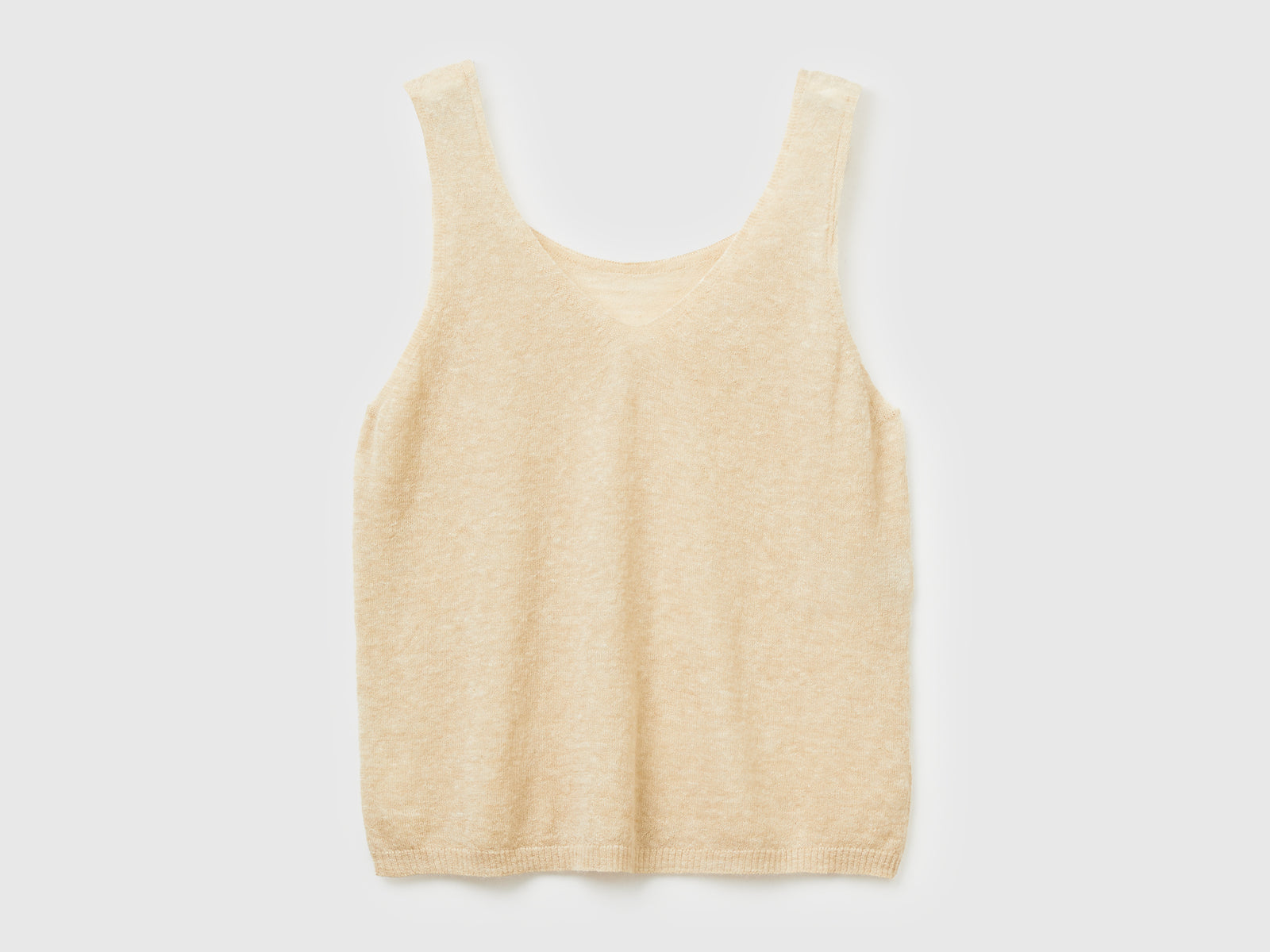 Canotta reversibile in misto alpaca da donna beige | Benetton Outlet