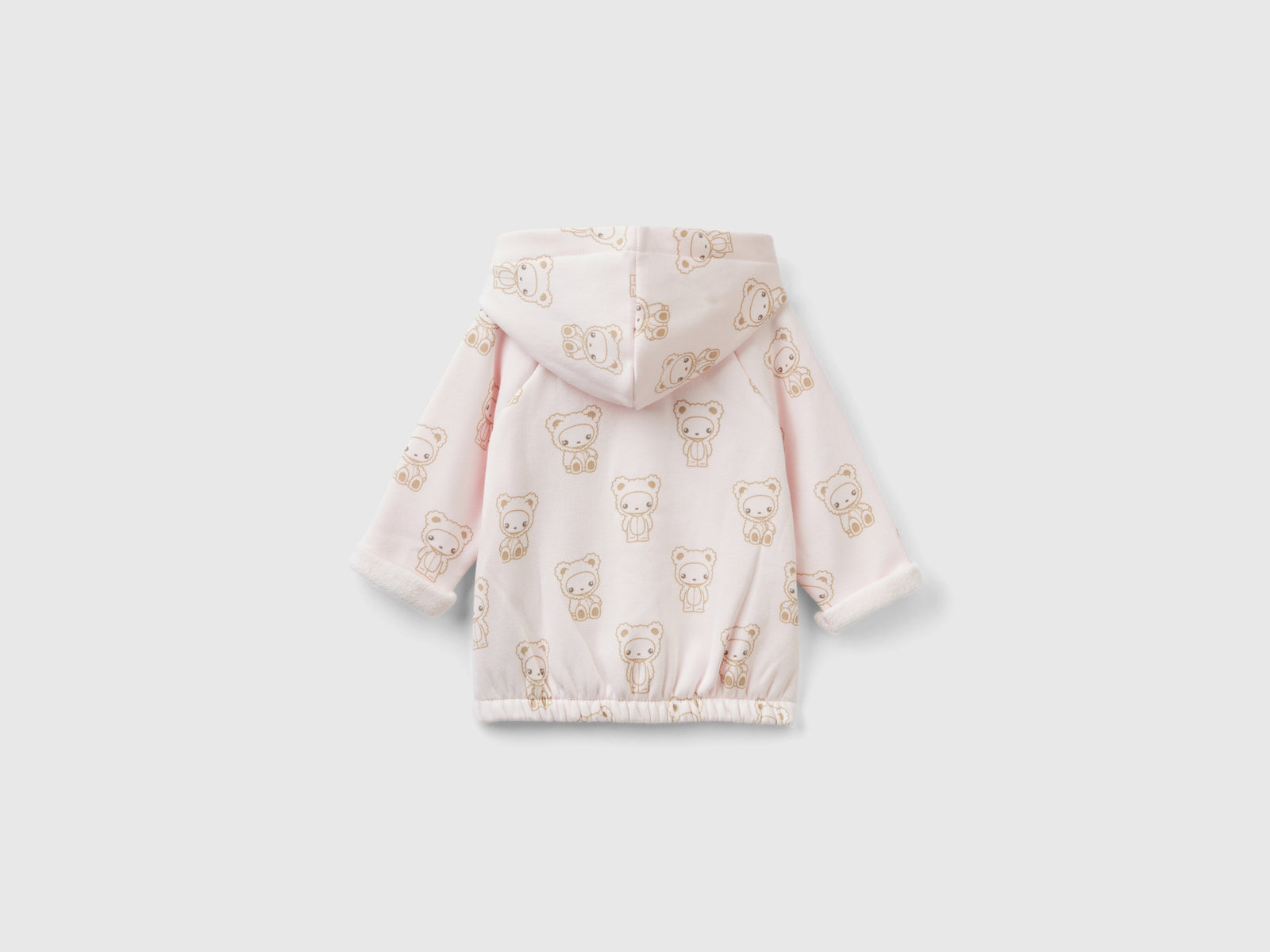Felpa con cappuccio foderata in ciniglia da neonato rosa tenue 2 | Benetton Outlet