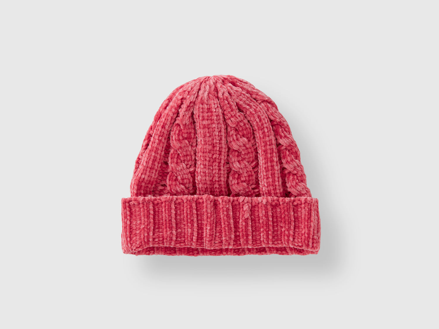 Berretto in ciniglia con trecce da bimbo rosa | Benetton Outlet