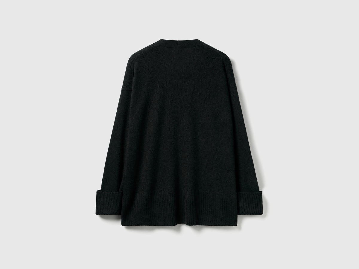 Cardigan over fit in misto lana
