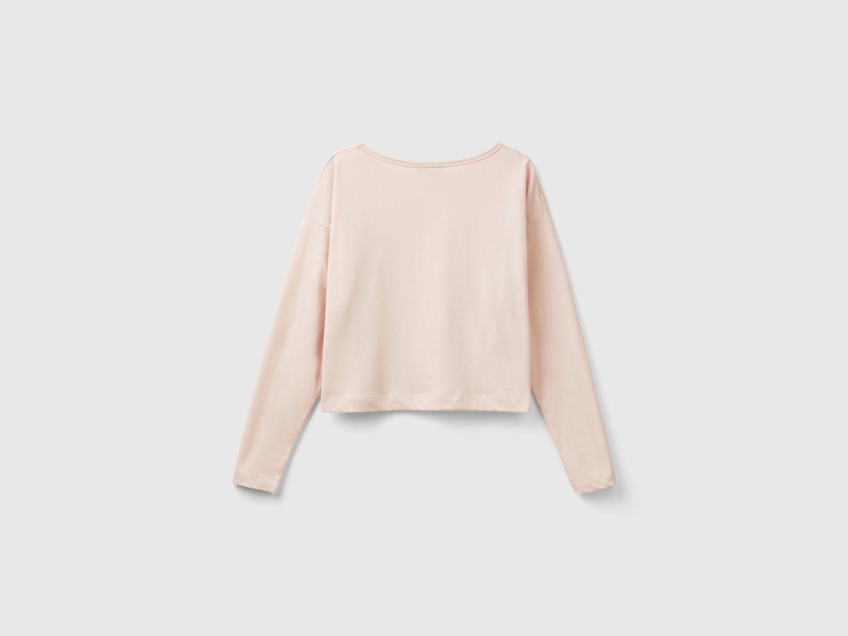 T-shirt rosa cipria in cotone a fibra lunga