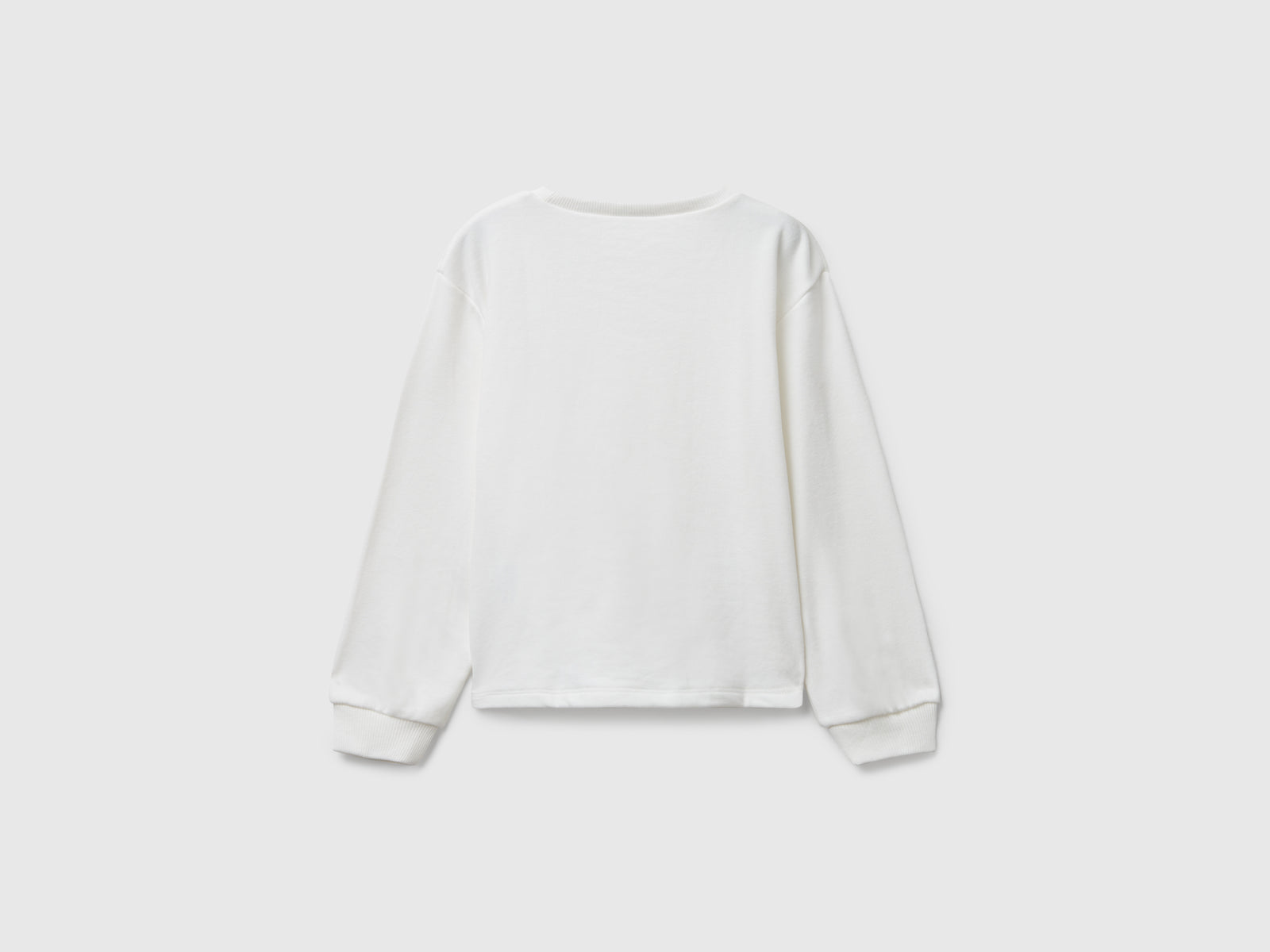 Felpina con stampa animaletti da bimba bianco panna 2 | Benetton Outlet