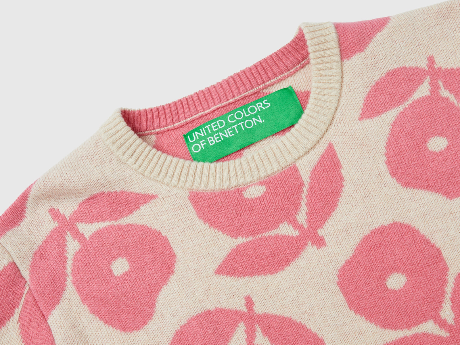 Maglia con intarsi floreali da donna beige 3 | Benetton Outlet