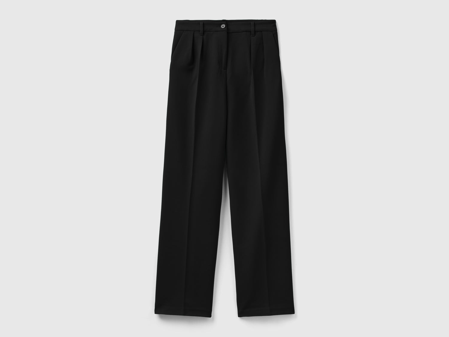 Pantaloni ampi con pieghe da donna nero | Benetton Outlet