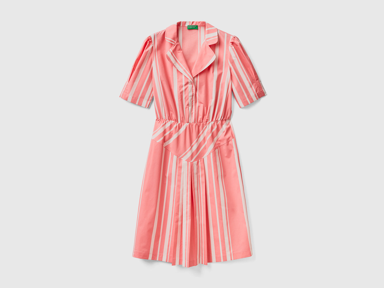 Abito longuette in puro cotone leggero da donna rosa | Benetton Outlet