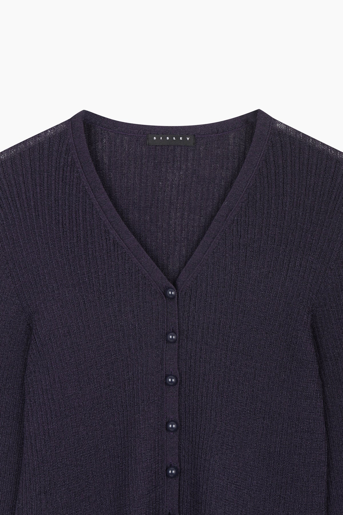 Cardigan blu con bottoni a perla