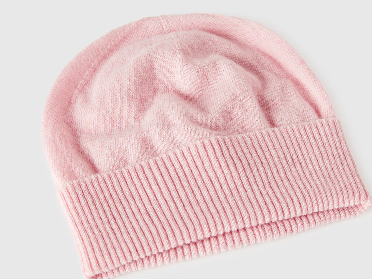 Cappello rosa cipria in pura lana Merino