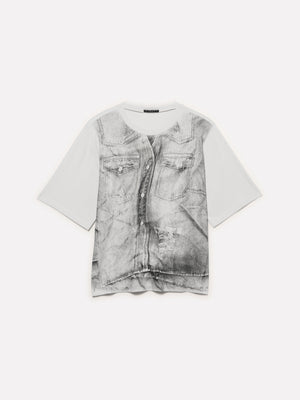 T-shirt con stampa effetto denim
