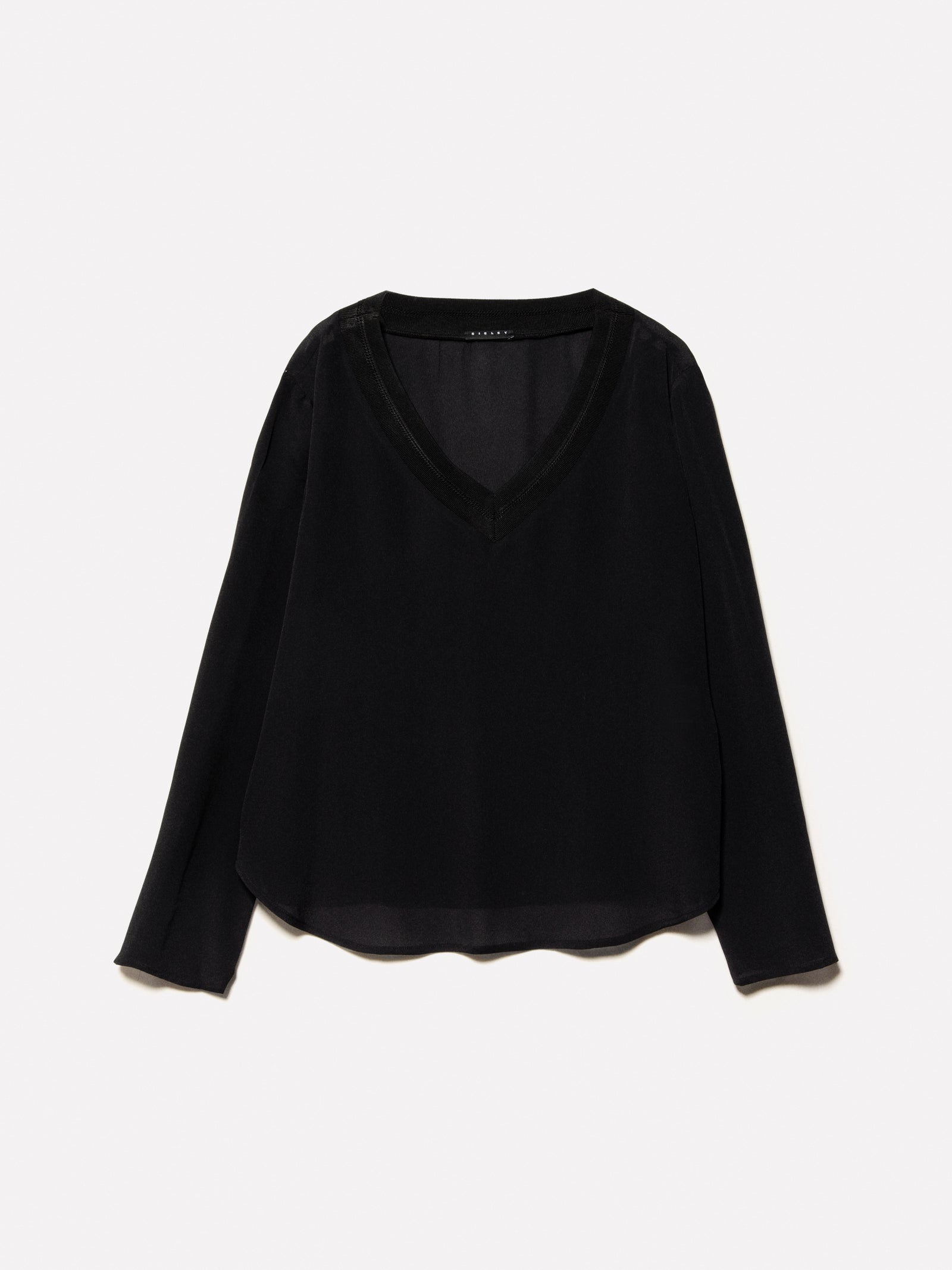 Blusa con scollo a contrasto da donna nero | Sisley Outlet