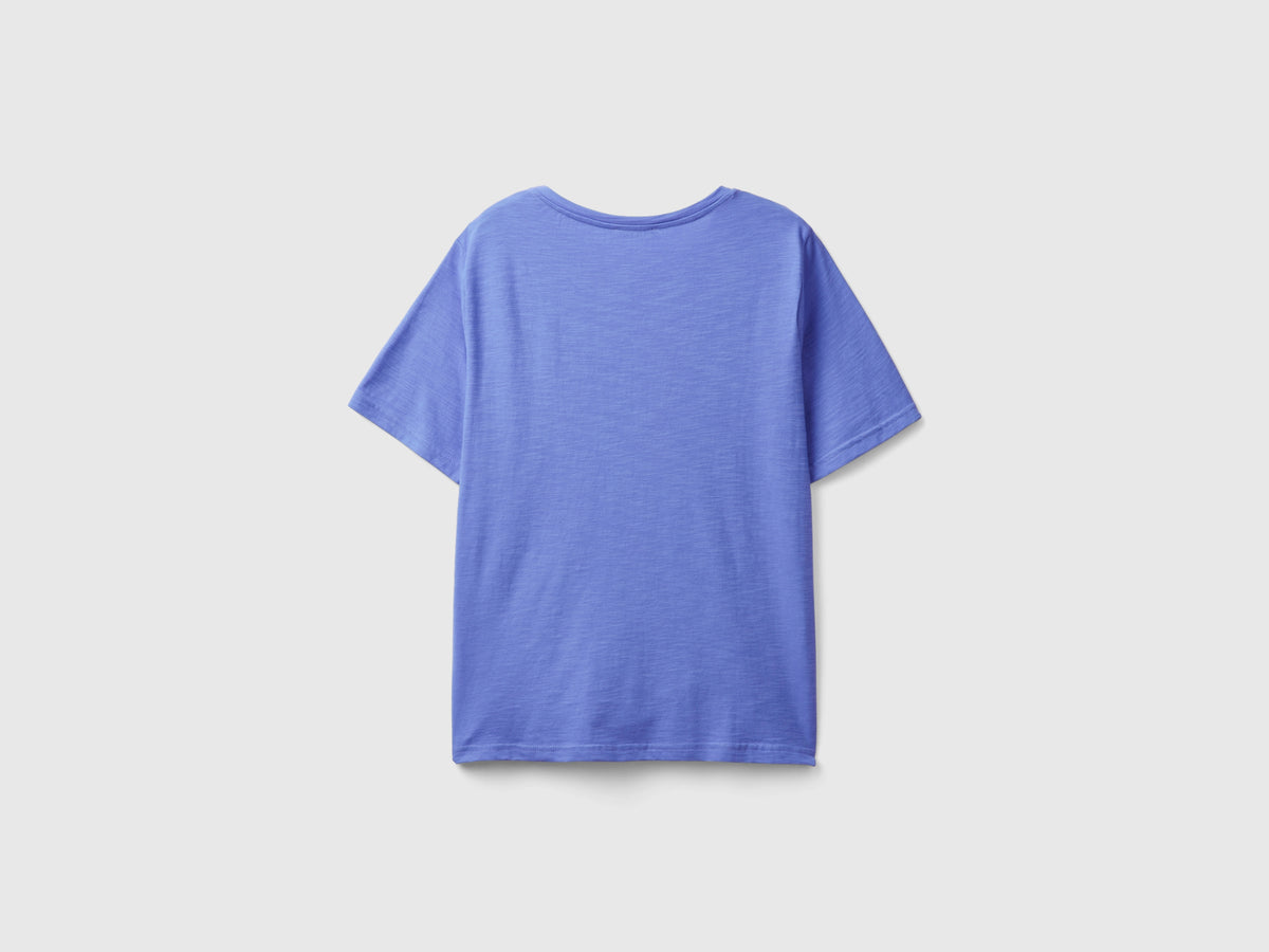 T-shirt girocollo in cotone fiammato
