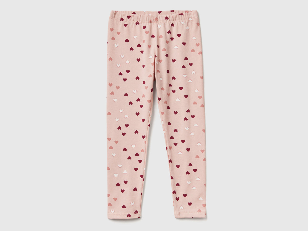 Leggings rosa chiaro a cuori