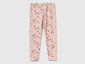 Leggings rosa chiaro a cuori