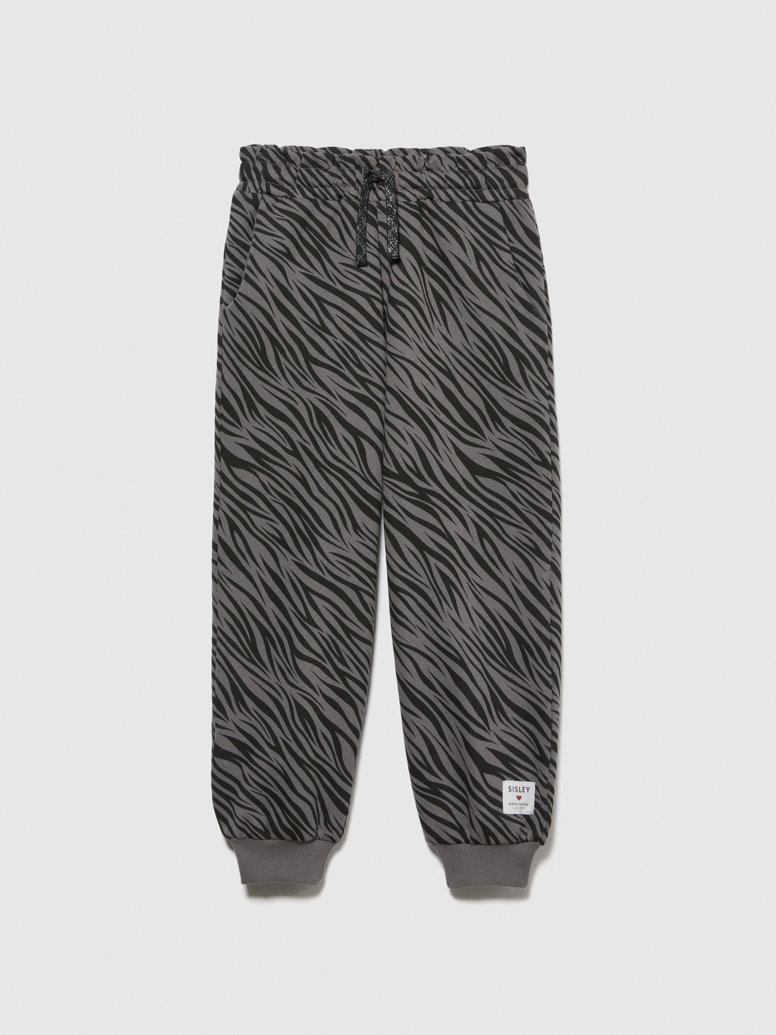 Joggers animalier da bambina nero | Sisley young Outlet