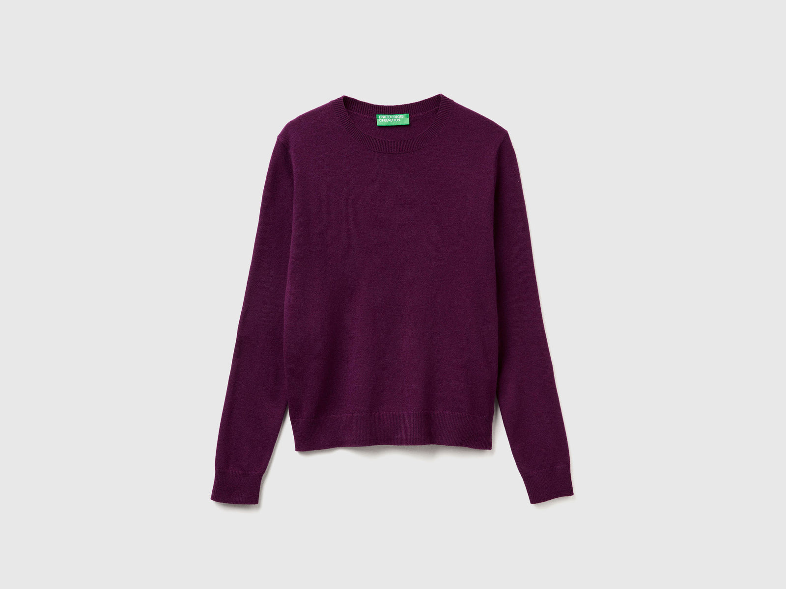 Maglia girocollo viola in lana Merino da donna prugna | Benetton Outlet