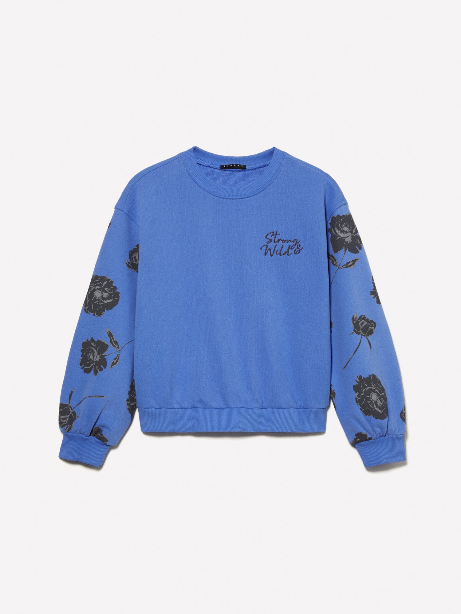 Felpa cropped lilla con stampa floreale e ricamo da bambina blu | Sisley young Outlet