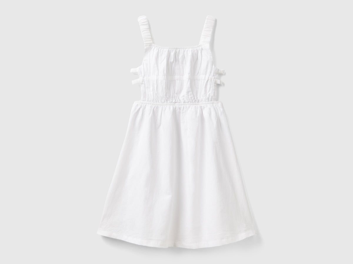 Abito con spalline in misto lino