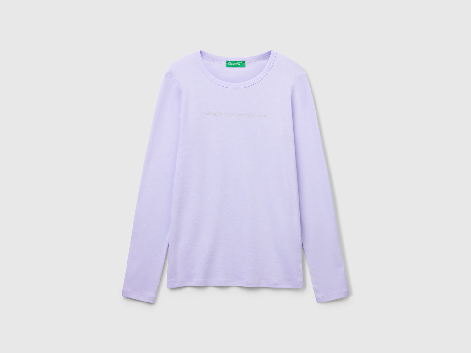 T-shirt a manica lunga 100% cotone da donna lilla | Benetton Outlet
