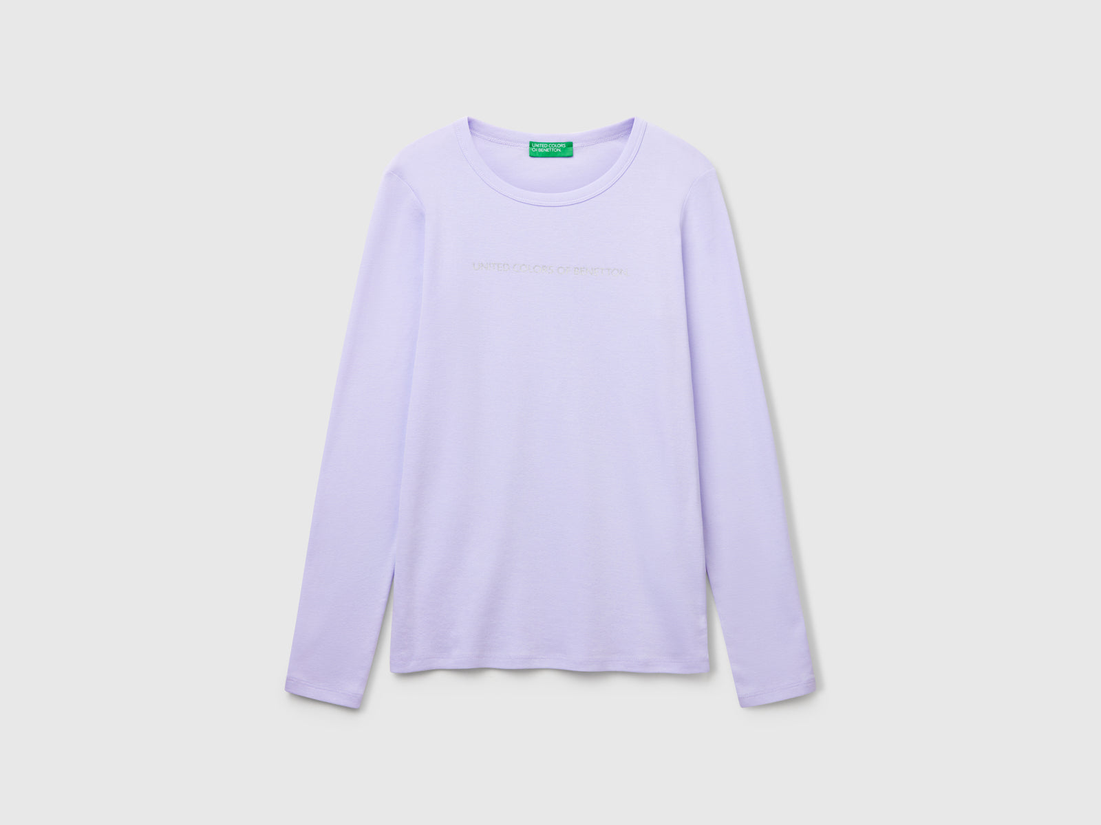 T-shirt a manica lunga 100% cotone da donna lilla | Benetton Outlet